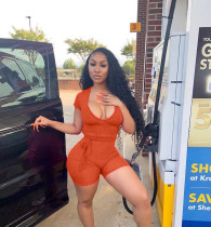 Plus Size Short Sleeve Low Cut One Piece Rompers CL-6062
