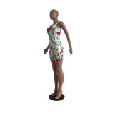 Cartoon Print Sleeveless Hole One Piece Rompers CHY-1235
