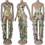 Sexy Mesh Cartoon Print One Piece Bikinis With Pants SFY-109