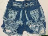Denim Ripped Hole Skinny Jeans Shorts LSD-8695