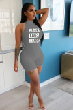 Letter Print Sleeveless Off Shoulder Skinny Rompers NIK-135