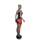 Contrast Color Sleeveless Yoga Fitness Playsuit CHY-1239