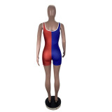 Poker Print Contrast Color Sleeveless Rompers CHY-1241
