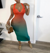 Plus Size 4XL Gradient Sleeveless Slim Long Dress HMS-5332