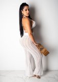 Fashion Knitted Mesh Cutout Perspective Long Pants Suit ZSD-046