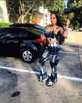 Plus Size Printed Tube Top  Flared Pants Two Piece Set OYF-8027-1