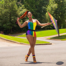 Sexy Multicolor Stitching Slim Romper MAE-2048