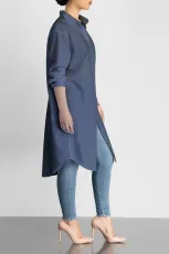Plus Size Solid Long Sleeve Long Style Shirt Tops SMR-8797
