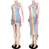 Multicolor Glitter Nightclub Suspender Dress Two Ways To Wear ASL-6277