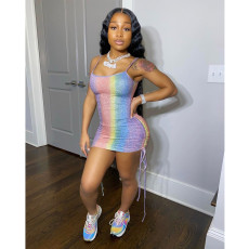 Multicolor Glitter Nightclub Suspender Dress Two Ways To Wear ASL-6277