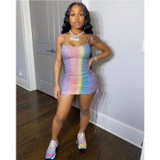 Multicolor Glitter Nightclub Suspender Dress Two Ways To Wear ASL-6277