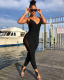 Sexy Mesh Patchwork Strap Skinny Jumpsuits MEM-8288