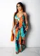 Sexy Printed Sleeveless V Neck Maxi Slip Dress SMR-9243