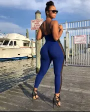 Sexy Mesh Patchwork Strap Skinny Jumpsuits MEM-8288