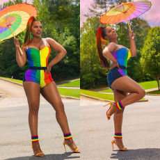 Sexy Multicolor Stitching Slim Romper MAE-2048