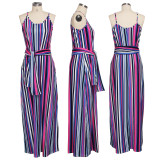 Colorful Stripe Spaghetti Strap Loose Maxi Dress SMR-9624