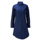 Plus Size Solid Long Sleeve Long Style Shirt Tops SMR-8797