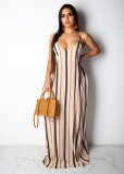 Sexy Printed Sleeveless V Neck Maxi Slip Dress SMR-9243