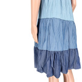 Color Splicing Petal Sleeve Big Swing Dress ASL-6278