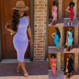 Solid Sleeveless Bodycon Midi Dress BGN-086