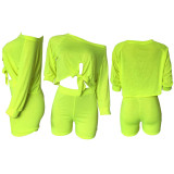 Solid Off Shoulder Two Piece Shorts Set XMY-9163