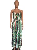 Colorful Striped Sashes Loose Maxi Slip Dress XMY-9034