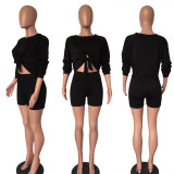 Solid Off Shoulder Two Piece Shorts Set XMY-9163