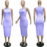 Solid Sleeveless Bodycon Midi Dress BGN-086