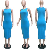Solid Sleeveless Bodycon Midi Dress BGN-086