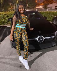 Tiger Print Sleeveless Two Piece Pants Set LSL-8039