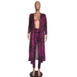 Plus Size Printed Long Cloak+Pants Two Piece Suits XMY-9041