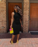 Solid Sleeveless Bodycon Midi Dress BGN-086