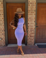 Solid Sleeveless Bodycon Midi Dress BGN-086