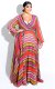 Plus Size 6XL Floral Print V Neck Bohemia Maxi Dress XMY-9026