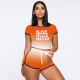 Plus Size Letter Print Gradient Two Piece Shorts Set MDF-5139