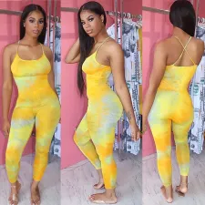 Gradient Backless Cross Strap One Piece Jumpsuits BGN-091