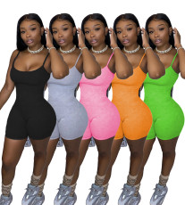 Solid Sleeveless Strap Fitness One Piece Rompers SHD-9283
