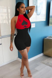 Plus Size 5XL Poker Print Sleeveless Skinny Bodycon Rompers NIK-142