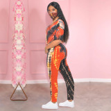 Plus Size V Neck Long Pants Two Piece Sets Without Mask SHD-9280