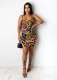 Sexy Tie Dye Print Spaghetti Strap Mini Dress XMY-9247