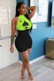 Plus Size 5XL Poker Print Sleeveless Skinny Bodycon Rompers NIK-142