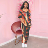 Plus Size V Neck Long Pants Two Piece Sets Without Mask SHD-9280