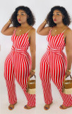 Plus Size 4XL Sexy Stripe Suspenders Jumpsuits LM-8162