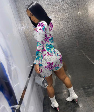 Floral Print Slim Long Sleeve Romper NIK-145