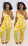 Plus Size 4XL Sexy Stripe Suspenders Jumpsuits LM-8162