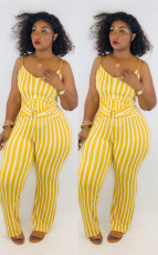 Plus Size 4XL Sexy Stripe Suspenders Jumpsuits LM-8162