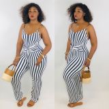 Plus Size 4XL Sexy Stripe Suspenders Jumpsuits LM-8162