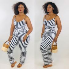Plus Size 4XL Sexy Stripe Suspenders Jumpsuits LM-8162