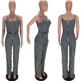 Plus Size 4XL Sexy Stripe Suspenders Jumpsuits LM-8162