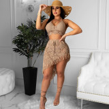 Sexy Crochet Hollow Out Beach Two Piece Skirt Sets ZSD-070